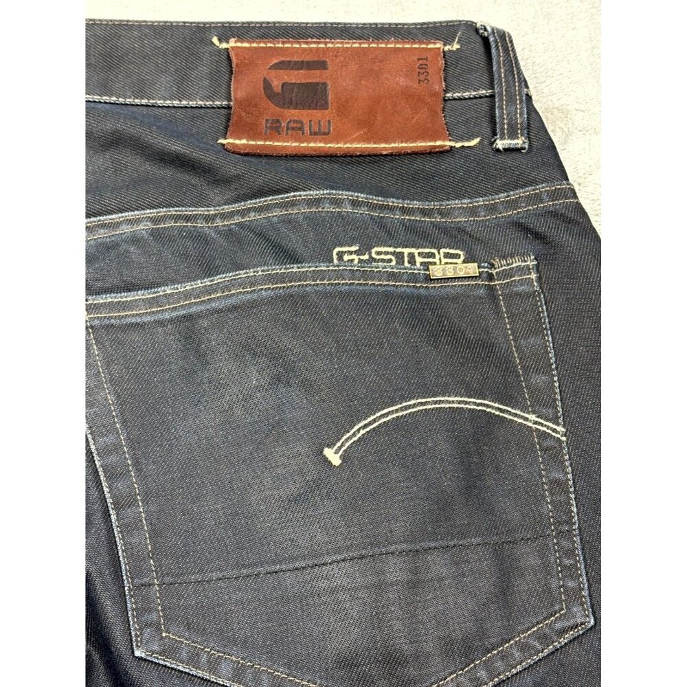 G-Star Raw Jeans Mens 40/32 Black Denim Dark Wash Straight Leg Classic Zip Fly - Picture 7 of 11